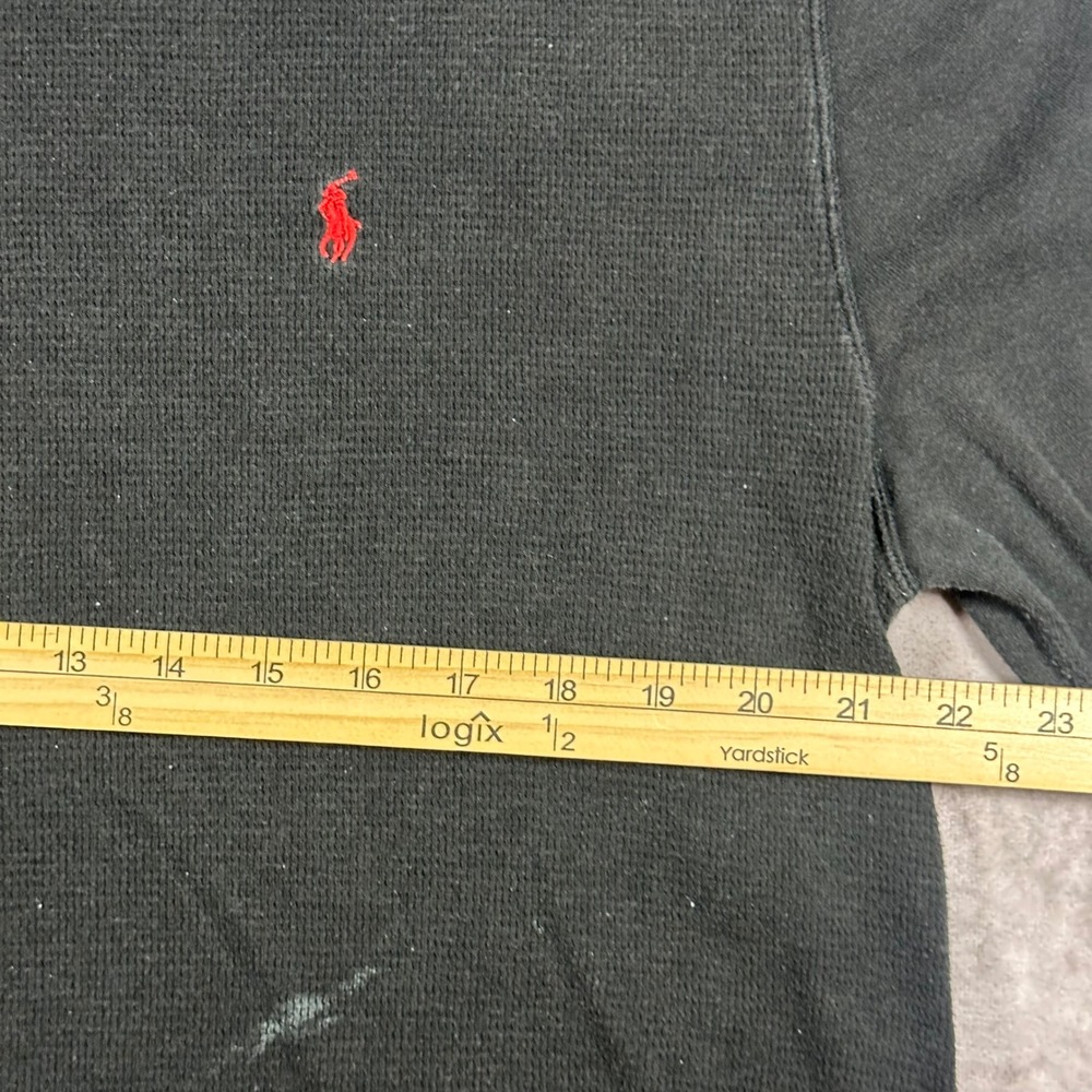 Polo Ralph Lauren Mens 2XL Waffle Knit Thermal Long Sleeve Shirt Black Red Pony - Picture 7 of 8